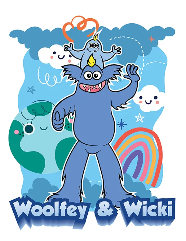 Colourful cartoon characters for a children's shirt